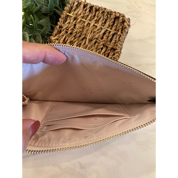 Kate Spade New York Lucy Zip Close Wristlet Wallet Clutch Cream & Green NWOT - Picture 9 of 11